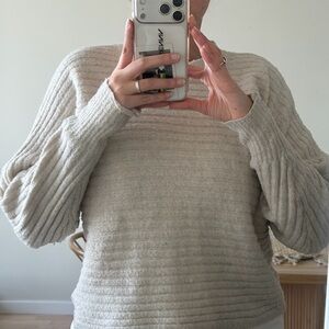 Pink Rose Textured Cream Sweater